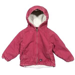 Bernie Duck Canvas Kids Sherpa Lined Jacket Toddler Zip Workwear 4T Pink
